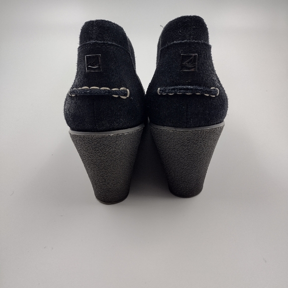 Sperry Top Sider Womens 8M Wedge Bootie Harlow Brook Laceless Ankle Boots Black - Picture 5 of 8